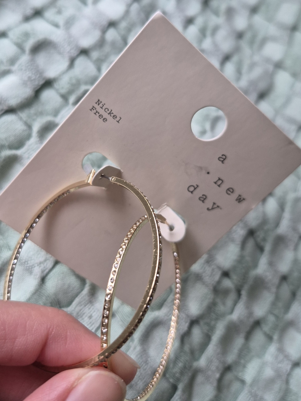 a new day Gold Hoop Earrings - Delicate Textured Sparkle Design